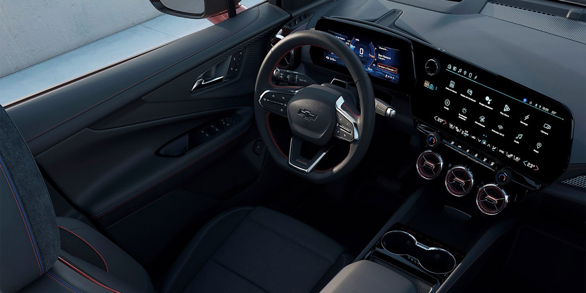 A Blazer EV RS possui um painel tecnológico que une conforto e design
